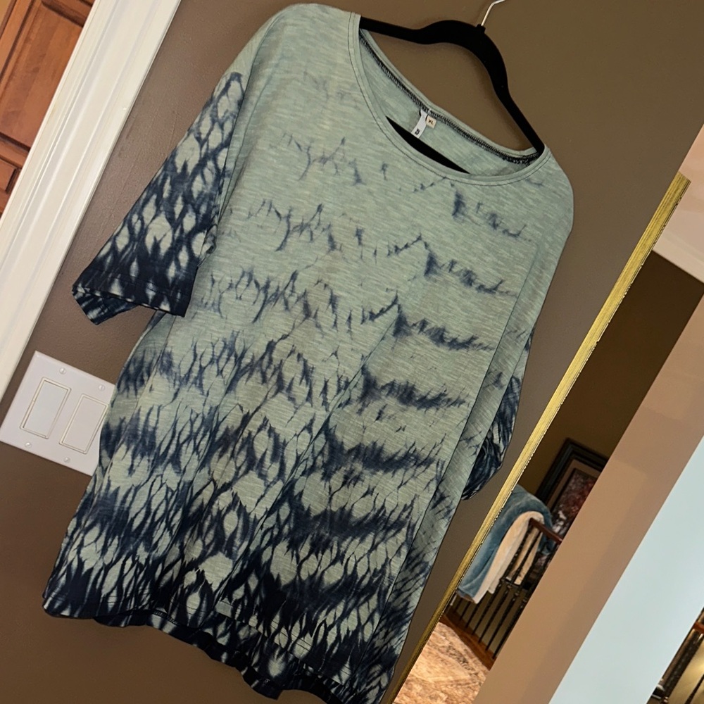 Tie-Dye Women's Top - Blue and Green